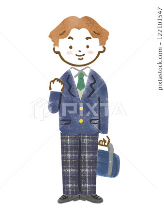 Illustration of a male student wearing a uniform (blazer) 122101547