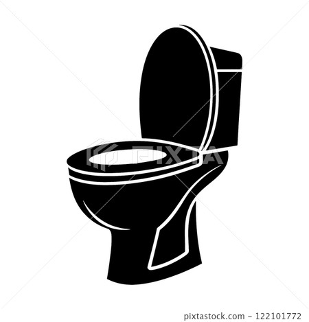 西式馬桶座圈的黑色剪影插圖，透明背景的切口 122101772
