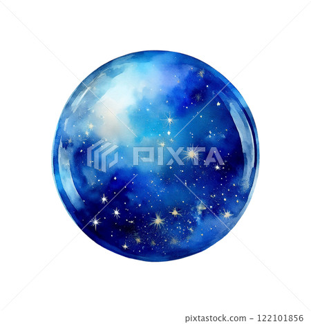 Illustration of a fortune-telling crystal ball that captures a fantastic starry sky, cut out on a transparent background 122101856