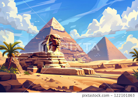 Ancient Egyptian civilization. Pyramids and the Sphinx 122101863
