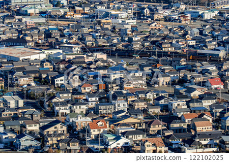 Aerial view of residential area, Aerial view of residential area, 122102025