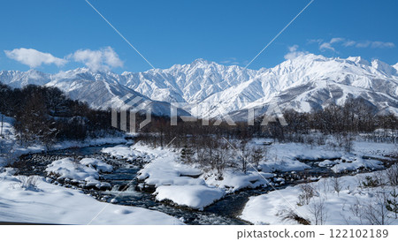 冬天的北阿爾卑斯山，長野縣白馬村五龍山 122102189