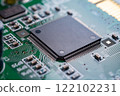 High resolution close up photo of a computer motherboard 122102231
