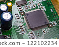 High resolution close up photo of a computer motherboard 122102234