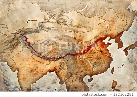 Map showing the Silk Road 122102291