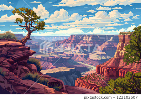 World Heritage Grand Canyon (painting style) 122102607