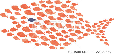 一群小魚形成一條大魚的插圖 122102879