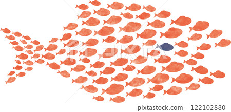 一群小魚形成一條大魚的插圖 122102880