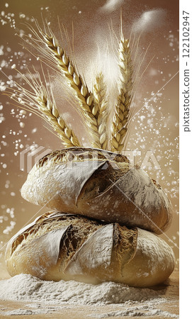 Bread wheat flour food background. High quality illustration 122102947