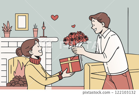 Lover's Day, public love between men and women, linear characters 122103132