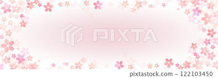 Spring watercolor cherry blossoms horizontal frame 2 122103450