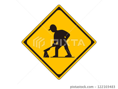 Road sign "Road construction in progress" warning sign illustration and pictogram material Road sign "Road construction in progress" warning sign illustration and pictogram material 122103483