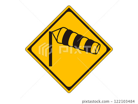 Road sign "Beware of crosswinds" Windsock warning sign illustration/pictogram sign Road sign "Beware of crosswinds" Windsock warning sign illustration/pictogram sign 122103484
