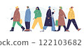 Walking people in winter clothes 122103682
