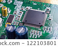 High resolution close up photo of a computer motherboard 122103801