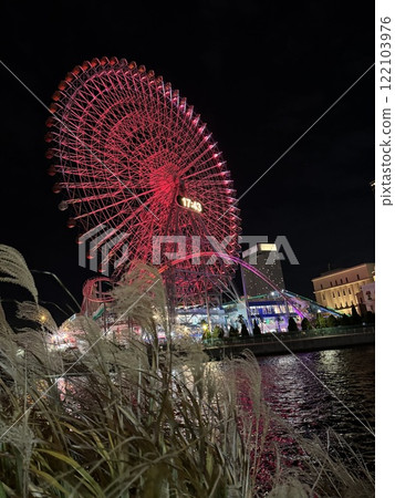 Night view with ferris wheel Night view with ferris wheel 122103976