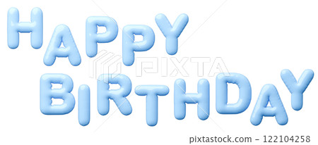 3D image_balloon_HAPPY BIRTHDAY_light blue 3D image_balloon_HAPPY BIRTHDAY_light blue 122104258