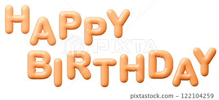 3D image_balloon_HAPPY BIRTHDAY_orange 3D image_balloon_HAPPY BIRTHDAY_orange 122104259