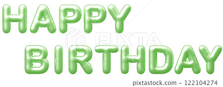 3D image_balloon_HAPPY BIRTHDAY_yellow green 122104274