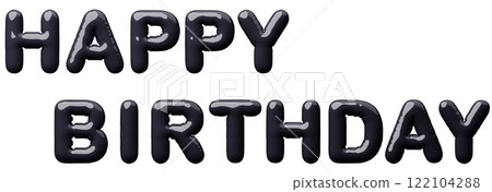 3D image_balloon_HAPPY BIRTHDAY_black 122104288