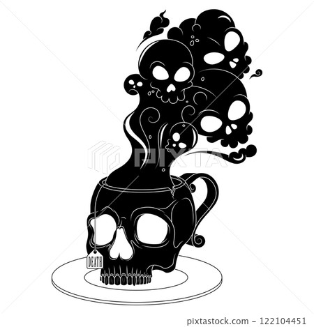 Skull Shaped Tea Cup With Toxic Death Smoke 122104451