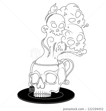 Skull Shaped Tea Cup With Toxic Death Smoke 122104452