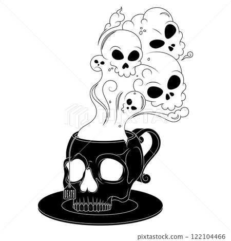 Skull Shaped Tea Cup With Toxic Death Smoke 122104466