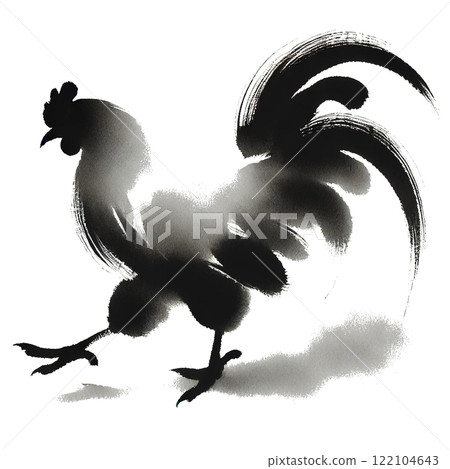 雞水墨畫插畫 雞水墨畫插畫 122104643