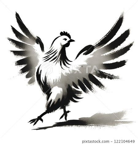 雞水墨畫插畫 122104649