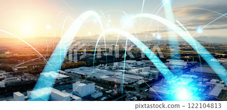 Industrial zone and communication network Horizontal visual for banners and advertisements 122104813