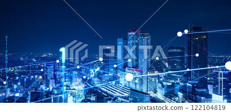 現代城市和數位網路橫幅和廣告的水平視覺效果 122104819