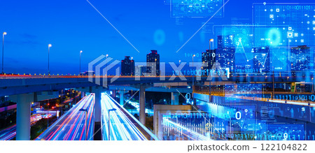 Modern Transportation and Digital Technology Horizontal Visuals for Banners and Advertisements 122104822