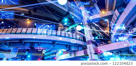 現代城市和交通技術橫幅和廣告的水平視覺效果 122104823