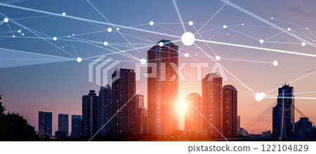 Modern cities and communication networks Horizontal visuals for banners and advertisements Modern cities and communication networks Horizontal visuals for banners and advertisements 122104829