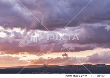 Vibrant Sunset with Dramatic Clouds Vibrant Sunset with Dramatic Clouds 122104830