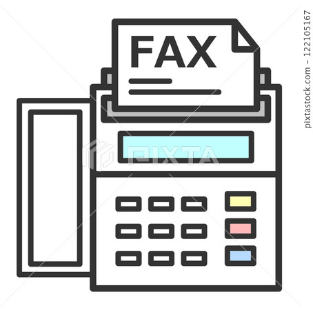 Illustration of a fax machine for writing and sending/receiving text 122105167
