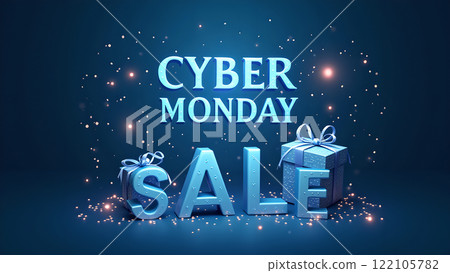 Cyber Monday Sale blue background 122105782