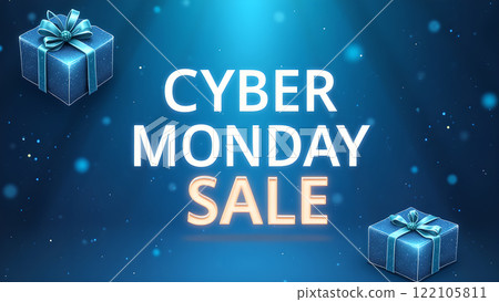Cyber Monday Sale blue background 122105811