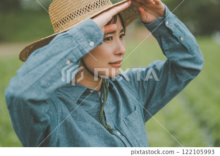 Farmer and rain 122105993