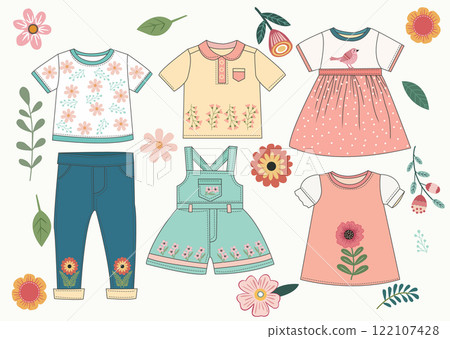 Collection of  fashion clothes  for  kids 122107428