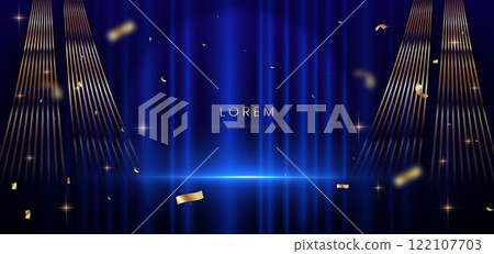 Stage elegant blue background with curtain background and lighting effect. Stage elegant blue background with curtain background and lighting effect. 122107703