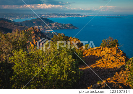 Blue sea and rocky coastline near Cannes, France Blue sea and rocky coastline near Cannes, France 122107814
