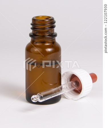 Pipette bottle mockup medical brown glass on the white backround Pipette bottle mockup medical brown glass on the white backround 122107930