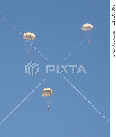 Skydiver activity sport jump on the blue sky background 122107958