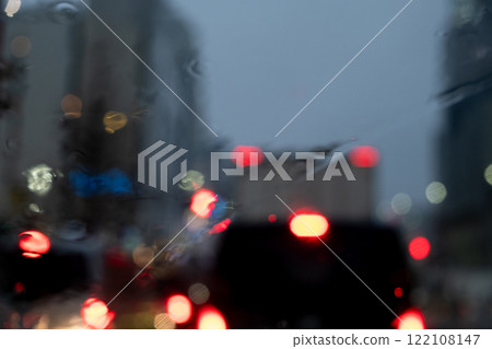 Image of driving at dusk on a rainy day in Tokyo (stock photo) 122108147