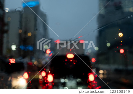 Image of driving at dusk on a rainy day in Tokyo (stock photo) 122108149