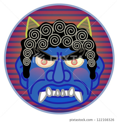 Illustration of blue demon's face Illustration of blue demon's face 122108326