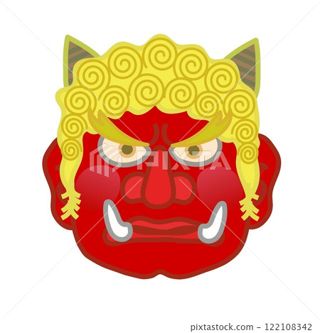 Illustration of red demon's face 122108342