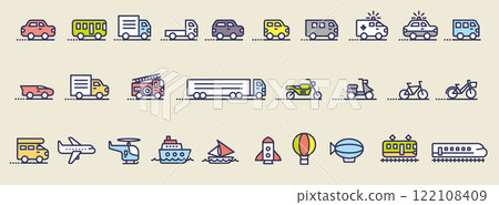 Vehicles icon set 122108409