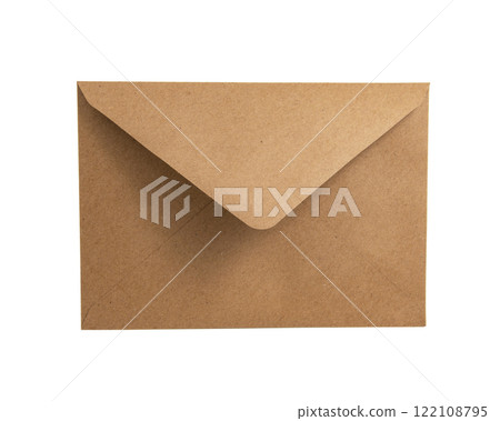 Craft brown paper envelope for mail isolated on the white background 122108795
